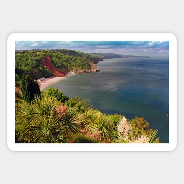 Oddicombe Beach Babbacombe Bay Devon Sticker by AndyEvansPhotos